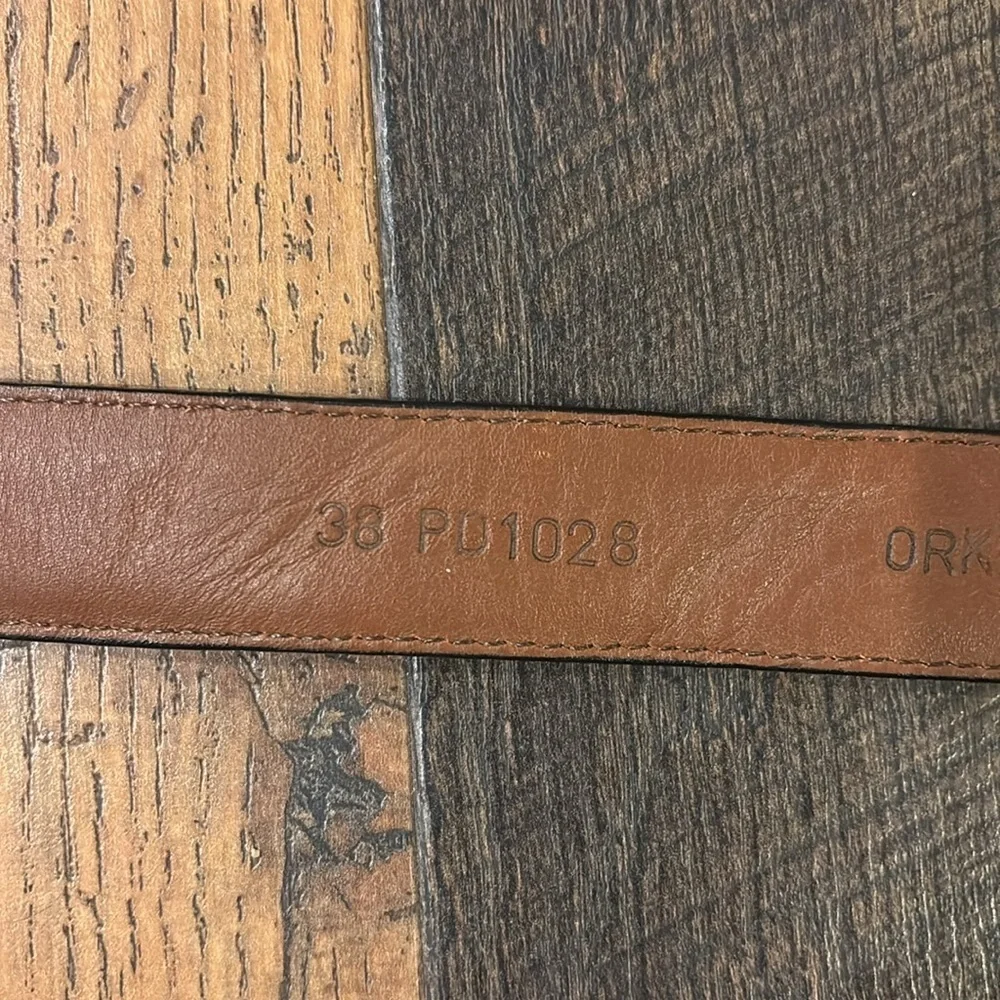 Vintage LL. Bean Classic Brown Leather Belt with Solid Brass Buckle Size  38